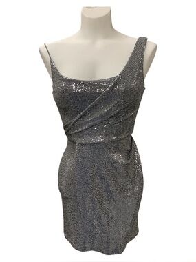 Jump Silver One-Shoulder Sequin Cocktail Dress Size XXS